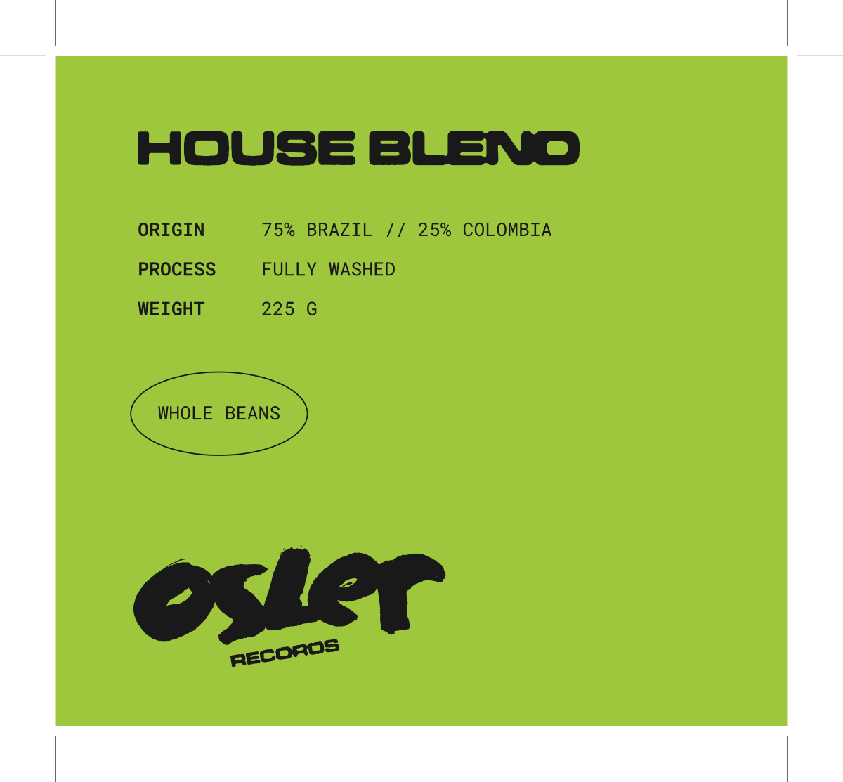 Osler Records House Blend — Custom Coffee Label by EZPZ Coffee